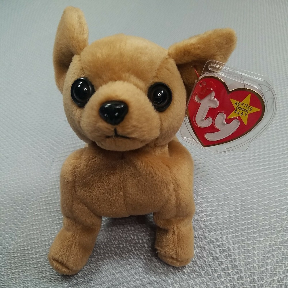 Ty Beanie Baby "TINY" the Dog 1998 Swing Tag and 1999 Tush Tag Hologram Tag